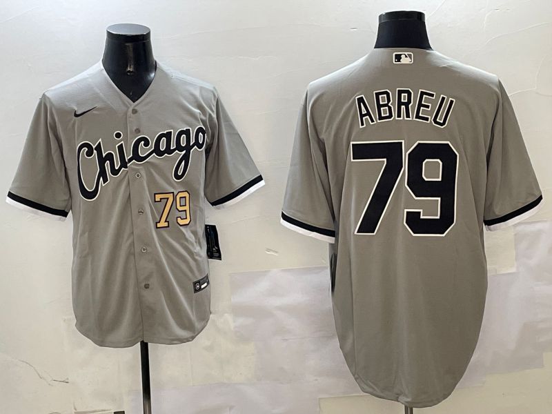 Men Chicago White Sox #79 Abreu Grey Game 2025 Nike MLB Jersey style 5->chicago white sox->MLB Jersey